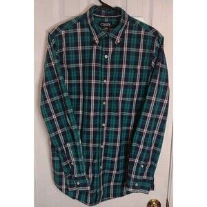 Mens Chaps Button Down Shirt Check Pattern Medium Multi Color Long Sleeve